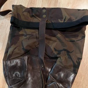 Handmade camo and leather, nicely lined bag